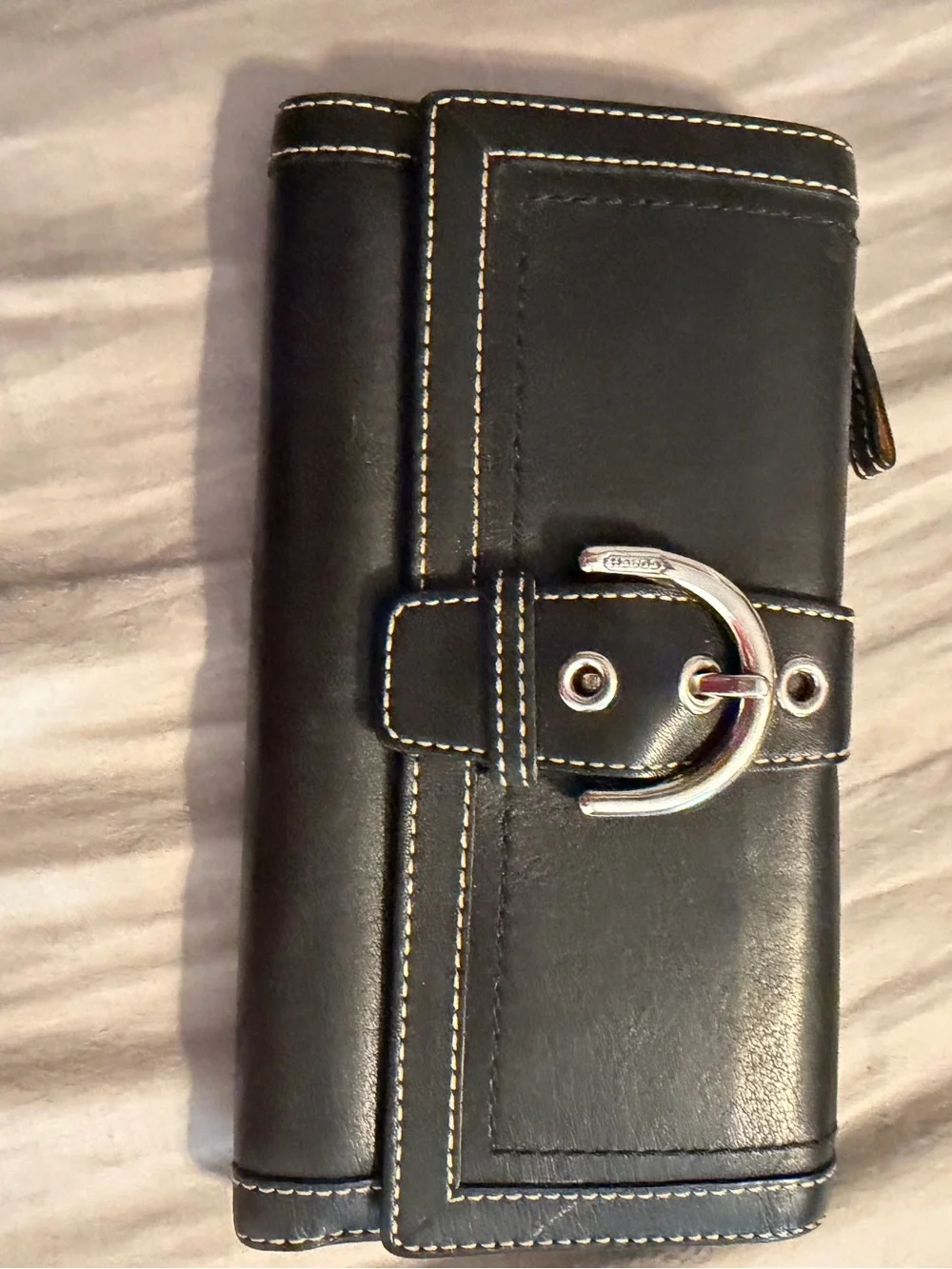 Coach Black Leather bilfold with Silver Hardware